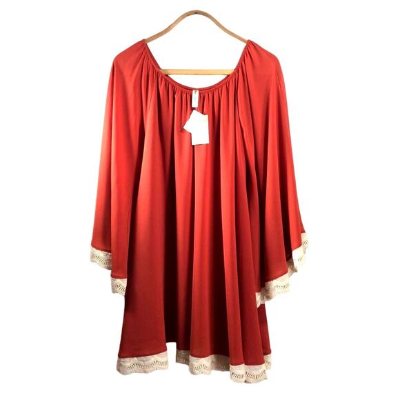 Couture 2Tee Peasant or BOHO Top with Lace Trim. Small and Flowy NWT - Picture 1 of 10